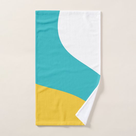 Vagues simples - Turquoise et Jaune (Serviette à main)