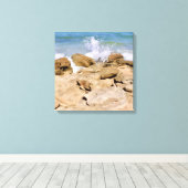 Vagues sur toile de rivage de côte rocheuse Océan (Insitu (Plancher de Bois))