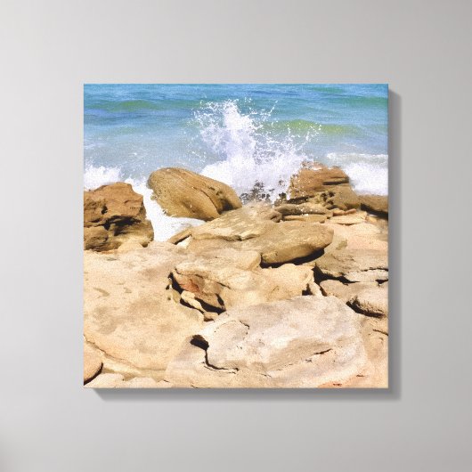 Vagues sur toile de rivage de côte rocheuse Océan (Recto)