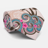 Vagues tropicales Hibiscus rose chaud Cravate palm (Roulé)