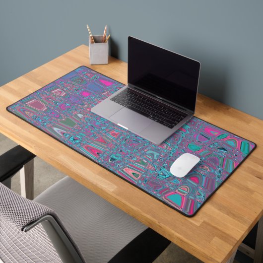 Vagues Zigzag Rétro Bleu et Magenta Abstraites et (Bureau 2)