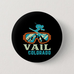 Vail Colorado Berg Vintage Retro Skiën En Sneeuw Ronde Button 5,7 Cm