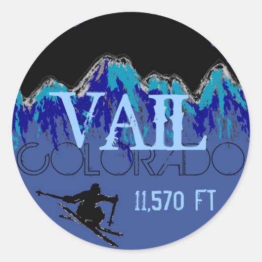 Vail Colorado blauwe bergski stickers (Voorkant)
