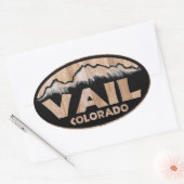 Vail Colorado bois signe oval autocollants (Enveloppe)