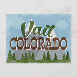 Vail Colorado Briefkaart Fun Retro Snowy Mountains