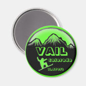 Vail Colorado green snowboard art magnet Magneet (Voorkant / Achterkant)