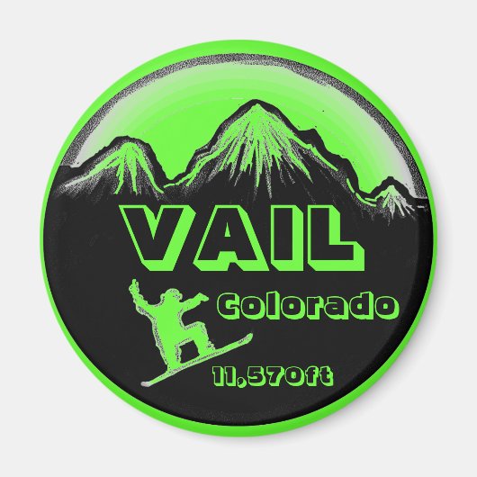 Vail Colorado green snowboard art magnet Magneet (Voorkant)