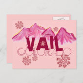 Vail Colorado roze briefkaart (Voorkant / Achterkant)