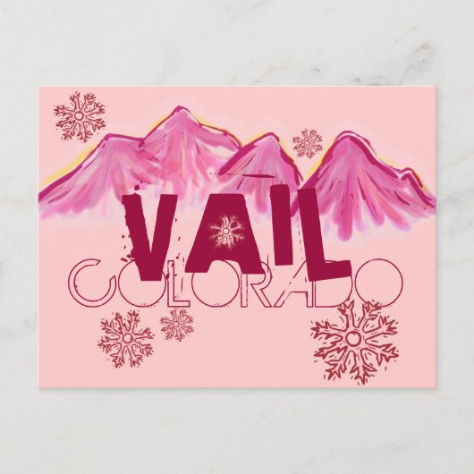 Vail Colorado roze briefkaart (Voorkant)