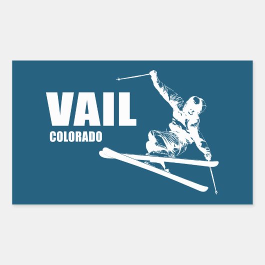 Vail Colorado Skier Rechthoekige Sticker (Voorkant)