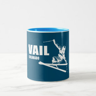 Vail Colorado Skier Tweekleurige Koffiemok