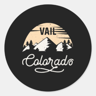 Vail Colorado Skiing T Shirt Mountain Ski Resort V Ronde Sticker