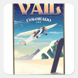 Vail Colorado vintage reisposter Vierkante Sticker