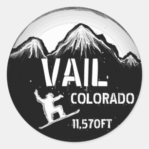 Vail Colorado zwart wit snowboard kunst stickers
