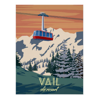 Vail Ski poster de la station de voyage vintage