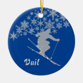Vail Snowflake Skier op maat Keramisch Ornament (Voorkant)