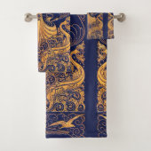 Vaisseau antique, Dauphins, Or, Monogramme bleu ma (En situation)