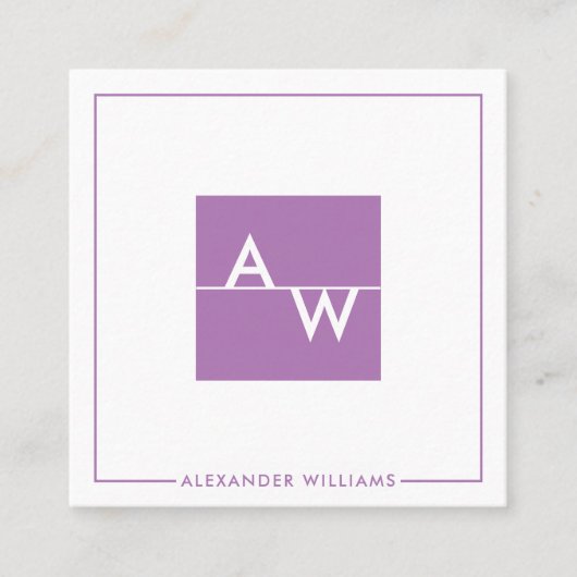 Vak Formele monogrammen Vierkante Visitekaartje (Voorkant)