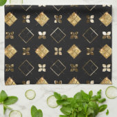 Vakanaal, zwart en gouden metaal, kerstgeometrisch theedoek (Gevouwen)