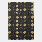 Vakanaal, zwart en gouden metaal, kerstgeometrisch theedoek (Verticaal)