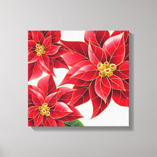 Vakandoek Kunst-Rode Poinsettias Canvas Afdruk (Voorkant)
