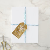 Vakankerfeestdag Gold Foil & White Snowflake Cadeaulabel (Met Touw)