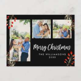 Vakantie 3 fotokaart | Rode bessen en gouden blade Feestdagenkaart