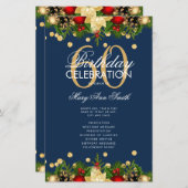 Vakantie 60e verjaardag Programma Gold Navy Menu (Voorkant / Achterkant)