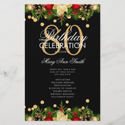 Vakantie 80e verjaardag Party Programma Goud w / M Flyer (Voorkant)