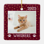 Vakantie aangepaste kattennaam bevestigen Jaar Afd Keramisch Ornament (Achterkant)