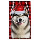 Vakantie Alaskan Malamute Dog Fun Plaid Kerstmis Klein Cadeauzakje (Achterkant)