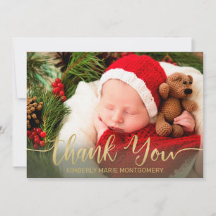 Vakantie Baby Geboorte Goud Script Typografie Rood Aankondiging