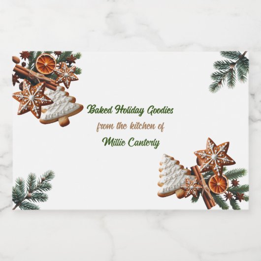 Vakantie bakken uit de keuken van voedselcontainer etiket (Enkel label)