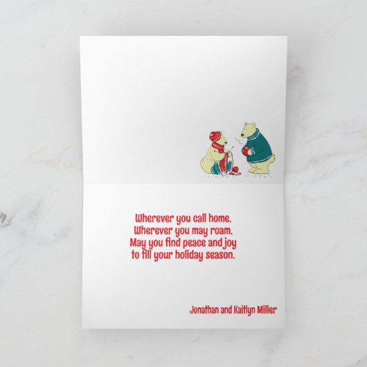 vakantie Beren kerst Feestdagen Kaart (Binnen)