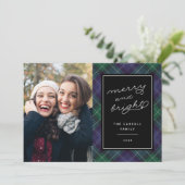 Vakantie Blauw & Groen Tartan | Kerstfotokaart Feestdagenkaart (Staand voorkant)