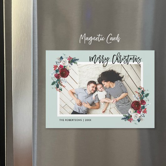 Vakantie Bloemen Magnetische Kerstkaart