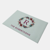 Vakantie Bloemenkrans Monogram Gepersonaliseerd Deurmat (Schuin)