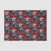 Vakantie Bluenose Pitbull Dog Red Plaid Kerstmis Tissuepapier (Voorkant)