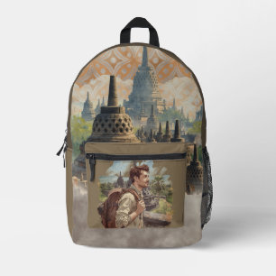Vakantie, Borobudur Tempel, Java Indonesië, Vintag Bedrukte Rugzak