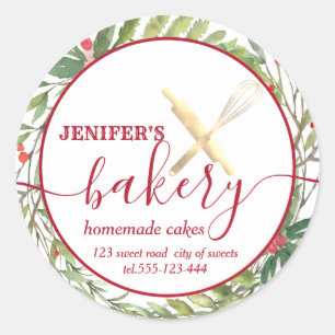 Vakantie botanische rolpen & whisk chef bakkerij ronde sticker