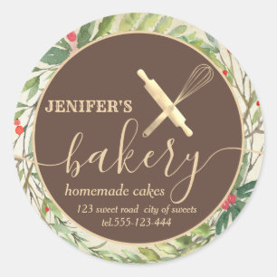 Vakantie botanische rolpen & whisk chef bakkerij ronde sticker