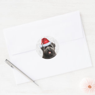 Vakantie Bouvier des Flandres Hond in Santa Hat Ronde Sticker