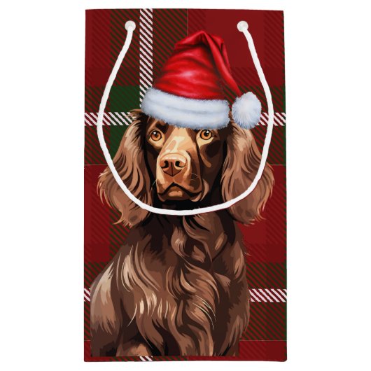 Vakantie Boykin Spaniel Hond Red Plaid Kerstmis Klein Cadeauzakje (Achterkant)