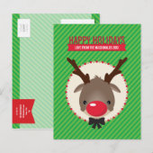 VAKANTIE BRIEFKAART:: rood neusrendier rudolf Feestdagenkaart (Voorkant / Achterkant)