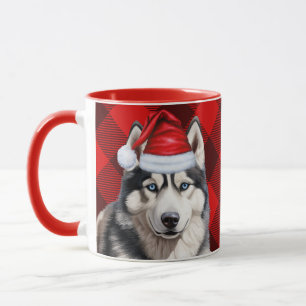 Vakantie Buffalo Plaid Siberische Husky Dog Kerstm Mok