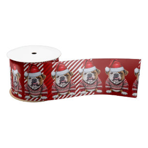 Vakantie Bulldog op rood en wit plaid Lint