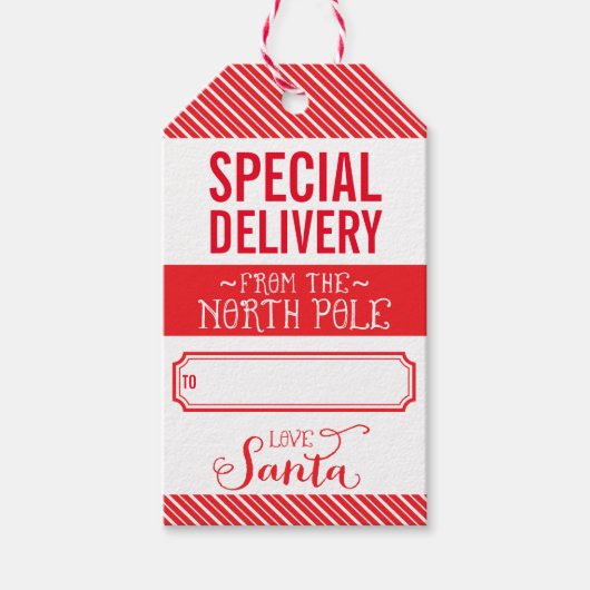 VAKANTIE CADEAU LABEL speciale levering van santa Cadeaulabel (Voorkant)