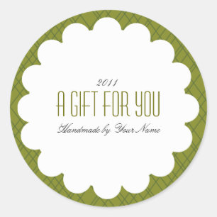 Vakantie cadeaulabel in groen ronde sticker