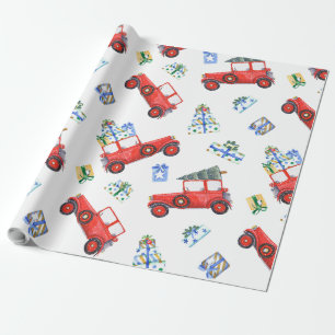 Vakantie cadeauverpakking rode auto cadeaupapier