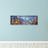 Vakantie Canvas Art-Snowy Village Scene (Insitu (Houten vloer))